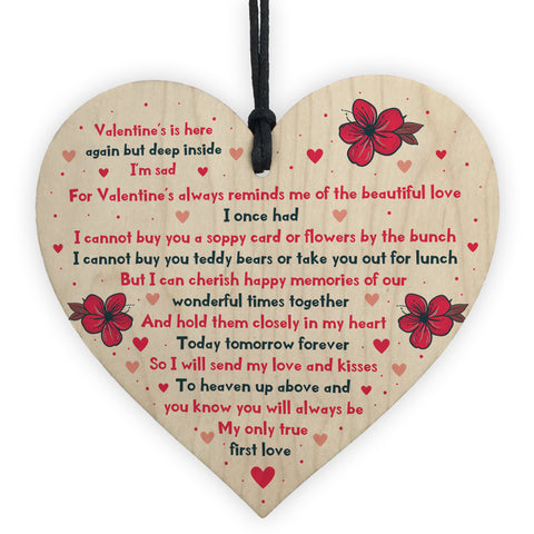 Valentines Day Gift Memorial Plaque For Husband Wife Wood Heart