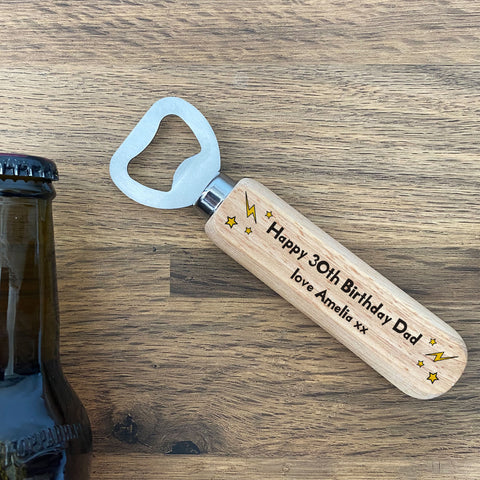 Personalised Birthday Gift For Dad Wood Bottle Opener