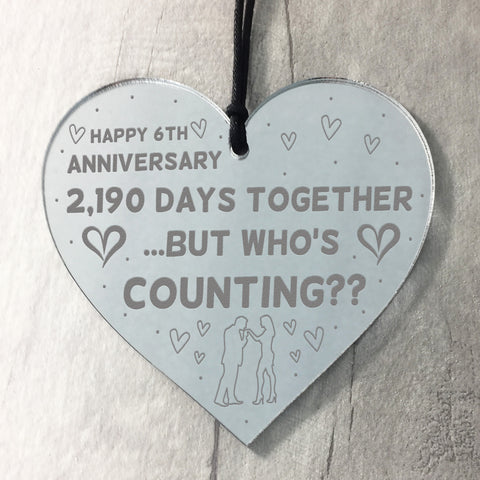 Funny 6th Anniversary Gift For Boyfriend Girlfriend Wood Heart