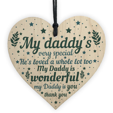 Daddy Wood Heart Fathers Day New Daddy Dad To Be Gift Baby Gift