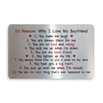 Novelty Valentines Day Gift For Boyfriend Metal Wallet Insert