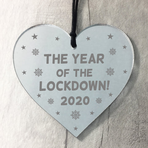 Lockdown Gift Engraved Heart For Christmas Tree Bauble Decor