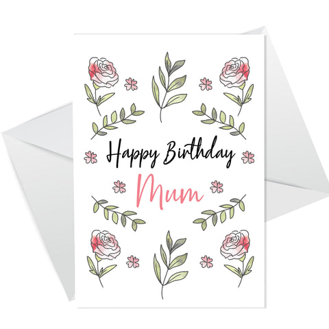 Birthday Card For Mum Floral Design Handmade Card For Her