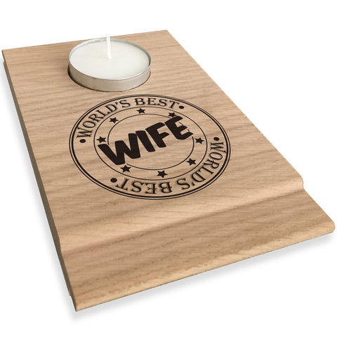 Worlds Best Wife Candle Gift Set Tea Light Holder