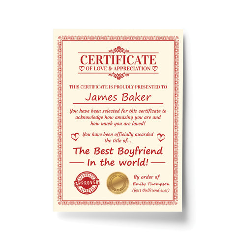 Valentines Gift For Boyfriend Print Personalised Anniversary
