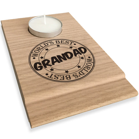 Worlds Best Grandad Candle Gift Set Tea Light Holder