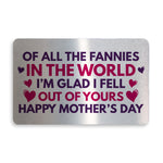 Funny Mothers Day Rude Gifts Metal Card Gift For Mum Gifts