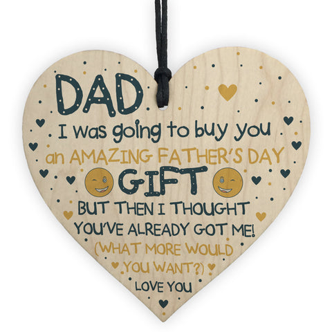 Funny Fathers Day Gifts Wood Heart Sign Present From Daughter
