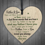 Father And Son Hanging Wooden Heart FATHERS DAY Gift For Him