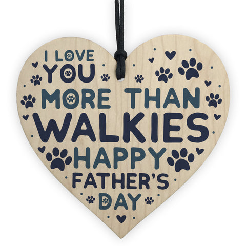 Funny Fathers Day Gift Card Wooden Heart Best Dog Dad Gifts