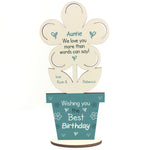 Novelty Birthday Gift For Auntie Wood Flower PERSONALISED