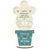 Novelty Birthday Gift For Auntie Wood Flower PERSONALISED