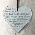 3rd Anniversary Gift For Him Her 3rd Wedding Anniversary Heart