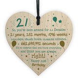 21st Birthday Gift For Daughter Son Wood Heart Twenty One Gift