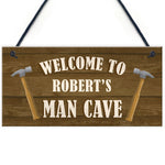 Man Cave Sign Wood Effect Bar Shed Garden Plaque Personalised