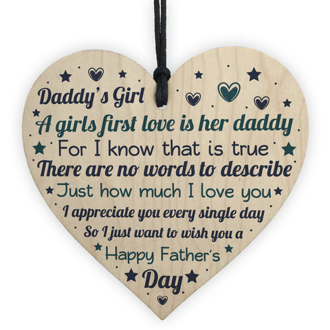 Daddys Girl Fathers Day Gift Wooden Heart Gifts For Dad Daughter