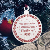 Lockdown 2020 Christmas Tree Decoration Wood Bauble