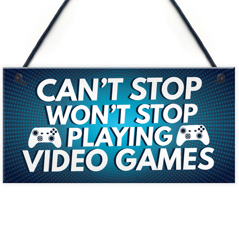 Gaming Sign Retro Hanging Plaque For Boys Bedroom Man Cave Sign