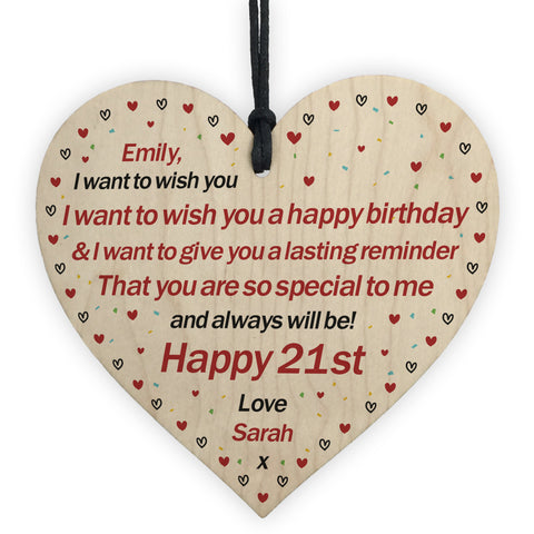 21st Birthday Gift For Daughter Son Personalised Wood Heart