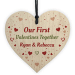 Our First Valentines Gift Wooden Heart Boyfriend Girlfriend Gift