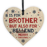 Funny Merry Christmas Brother Gifts Novelty Rude Wooden Heart