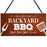 Backyard BBQ Sign Funny Garden Shed Man Cave Sign Gift For Men