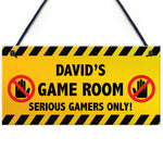 WARNING Sign For Games Room PERSONALISED Man Cave Room