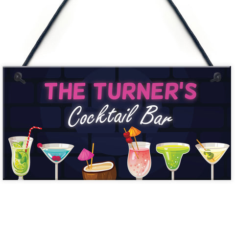 PERSONALISED Cocktail Bar Neon Effect Sign Bar And Pub Decor