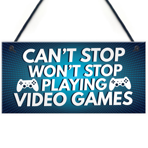 Funny Gamer Gift Hanging Plaque For Boys Bedroom Man Cave Sign