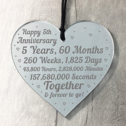 5th Anniversary Gift For Him Her 5th Wedding Anniversary Heart