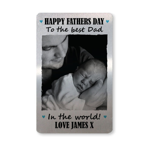 Personalised Photo Gift For Fathers Day Novelty Metal Card Dad