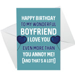 Novelty Birthday Card For Boyfriend Funny Rude Birthday Card