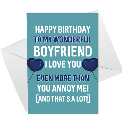 Novelty Birthday Card For Boyfriend Funny Rude Birthday Card