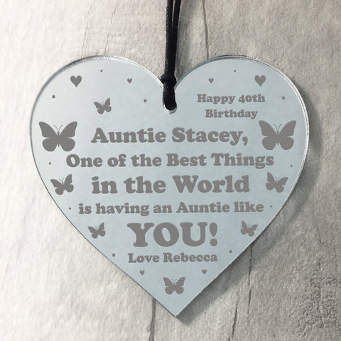 Auntie Gift For Birthday Personalised Engraved Heart Thank You