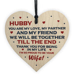 Husband Hubby Gift Novelty Wooden Heart Anniversary Birthday