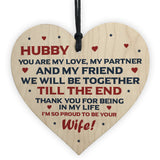 Husband Hubby Gift Novelty Wooden Heart Anniversary Birthday