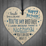 Happy Birthday Wood Heart Brother Sister Mum Dad Funny Card Baby