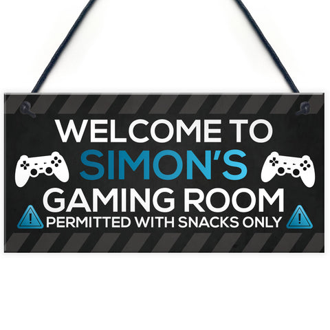 Funny Gaming Room Sign Personalised Boys Bedroom Man Cave