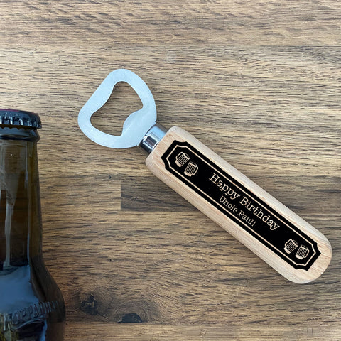 Personalised Gift For Uncle Birthday Wooden Bottle Opener Funny