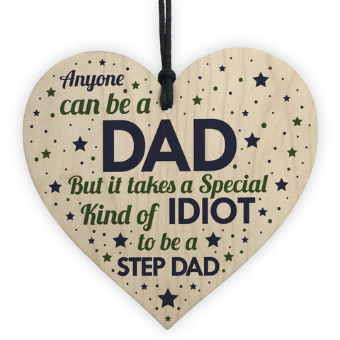 Step Dad Gift Funny Wooden Heart Plaque Gifts For Step Dad