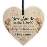 Novelty Best Auntie Gift Personalised Wooden Heart Birthday Xmas