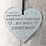 Funny 7th Anniversary Gift For Boyfriend Girlfriend Wood Heart