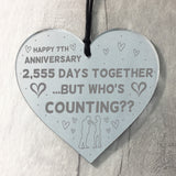 Funny 7th Anniversary Gift For Boyfriend Girlfriend Wood Heart