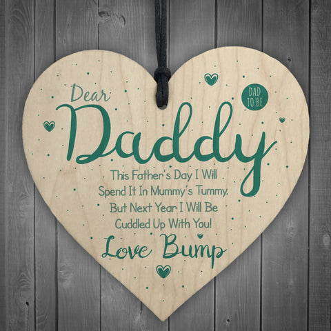 Dear Daddy From Bump Gifts Wood Heart Dad To Be Father Baby Son