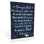 THANK YOU Dad Birthday Christmas Gift Standing Sign Father Son