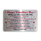 Valentines Day Gift Metal Card For Wallet Gift For Wife Keepsake