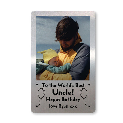 PERSONALISED Photo Metal Wallet Card Novelty Uncle Birthday Gift