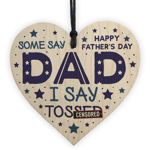 Rude Fathers Day Gifts Novelty Wooden Heart Funny Gifts For Dad