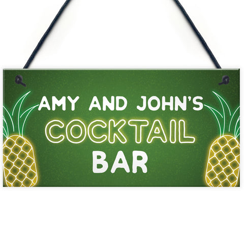 Personalised Cocktail Bar Neon Effect Bar Signs And Plaques Gift