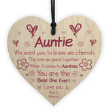 Personalised Wooden Heart Gift For Auntie Novelty Mothers Day